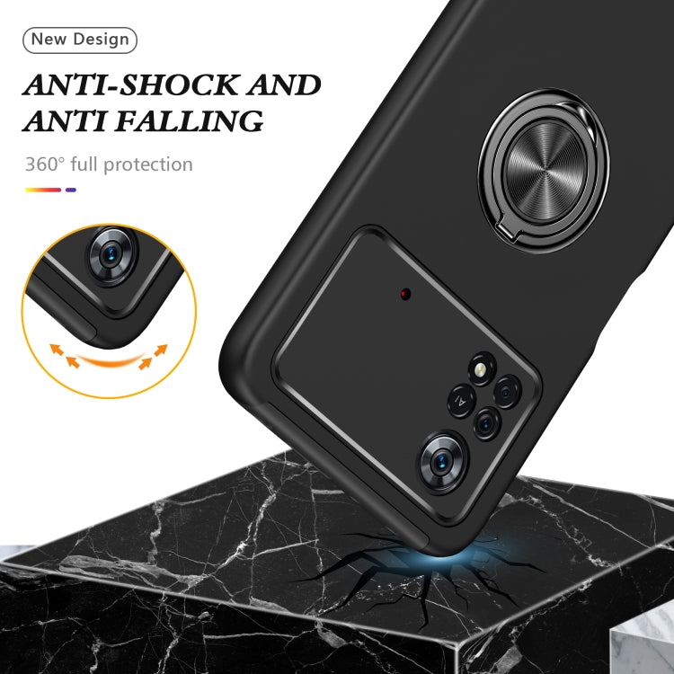 For Xiaomi Poco X4 Pro 5G PC + TPU Shockproof Magnetic Phone Case with Invisible Ring Holder