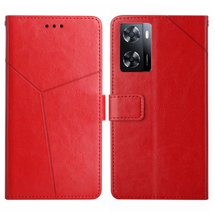 For OPPO A57 4G/A77 4G/Realme Narzo 50 5G/Realme V23 HT01 Y-shaped Pattern Flip Leather Phone Case