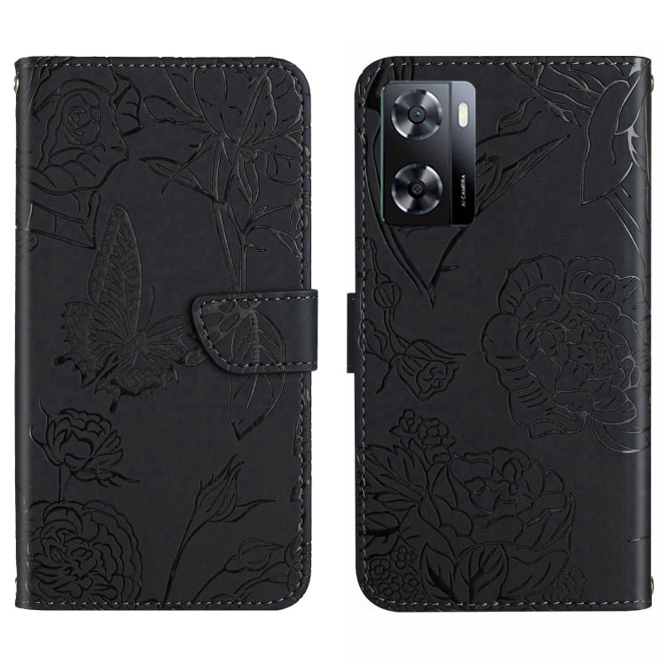 For OPPO A57 4G/A77 4G/Realme Narzo 50 5G/Realme V23 HT03 Skin Feel Butterfly Embossed Flip Leather Phone Case