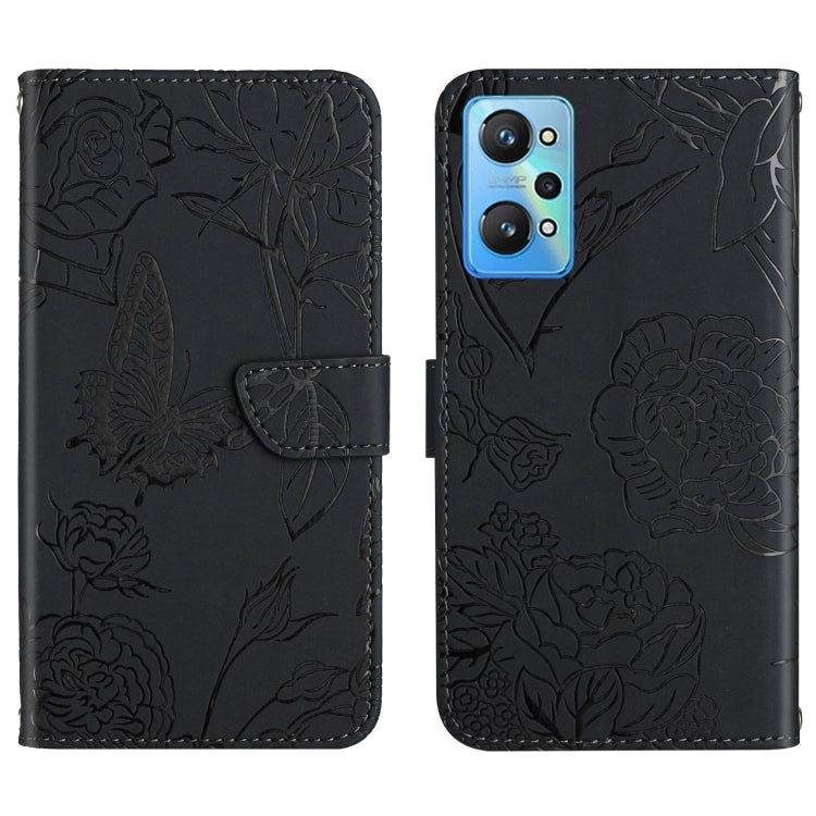 For Realme GT Neo2 HT03 Skin Feel Butterfly Embossed Flip Leather Phone Case