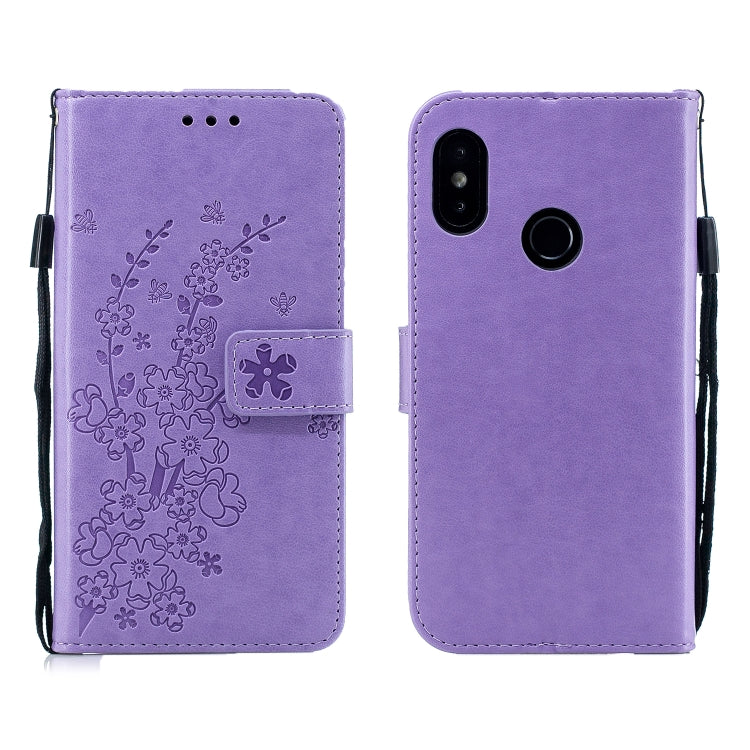 For Redmi 6 Pro Plum Blossom Pattern Left and Right Flip Leather Case with Bracket & Card Slot & Wallet & Lanyard