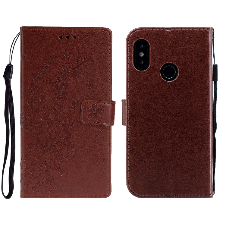 For Redmi 6 Pro Plum Blossom Pattern Left and Right Flip Leather Case with Bracket & Card Slot & Wallet & Lanyard