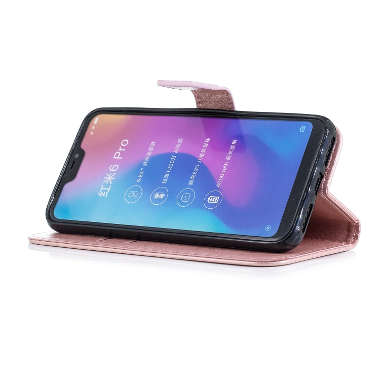 For Redmi 6 Pro Plum Blossom Pattern Left and Right Flip Leather Case with Bracket & Card Slot & Wallet & Lanyard