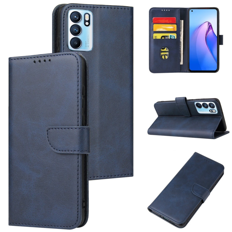 For OPPO Reno6 4G Calf Texture Buckle Flip Leather Phone Case
