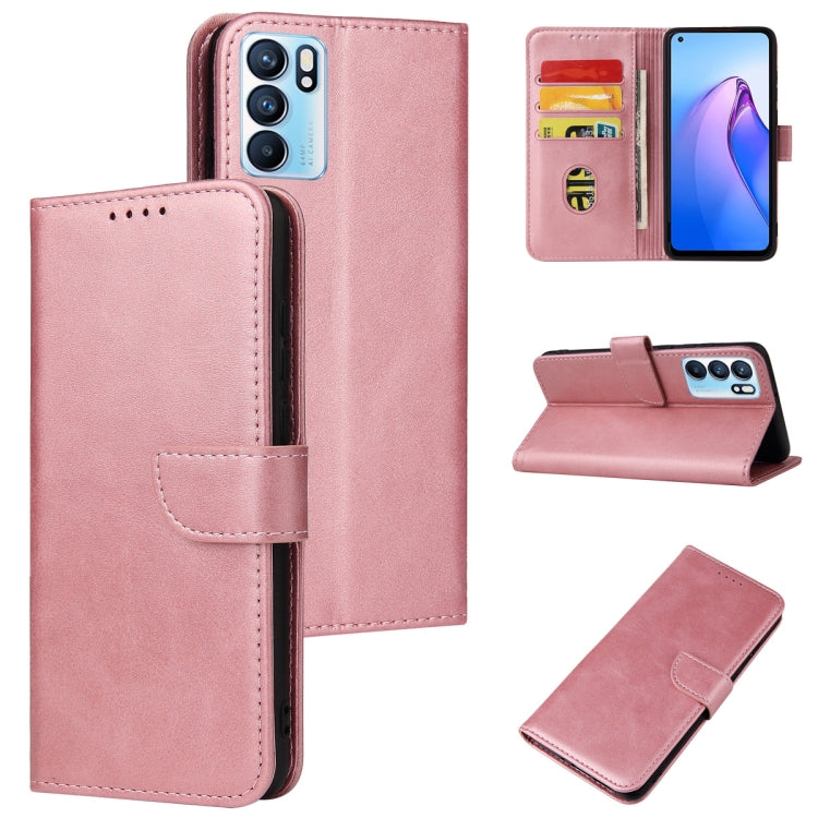 For OPPO Reno6 4G Calf Texture Buckle Flip Leather Phone Case