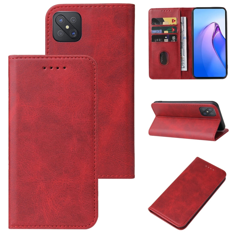 For OPPO A92s Calf Texture Magnetic Flip Leather Phone Case