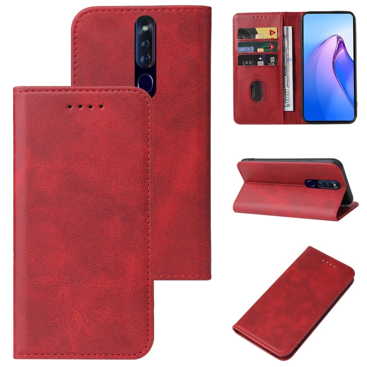 For OPPO F11 Pro Calf Texture Magnetic Flip Leather Phone Case