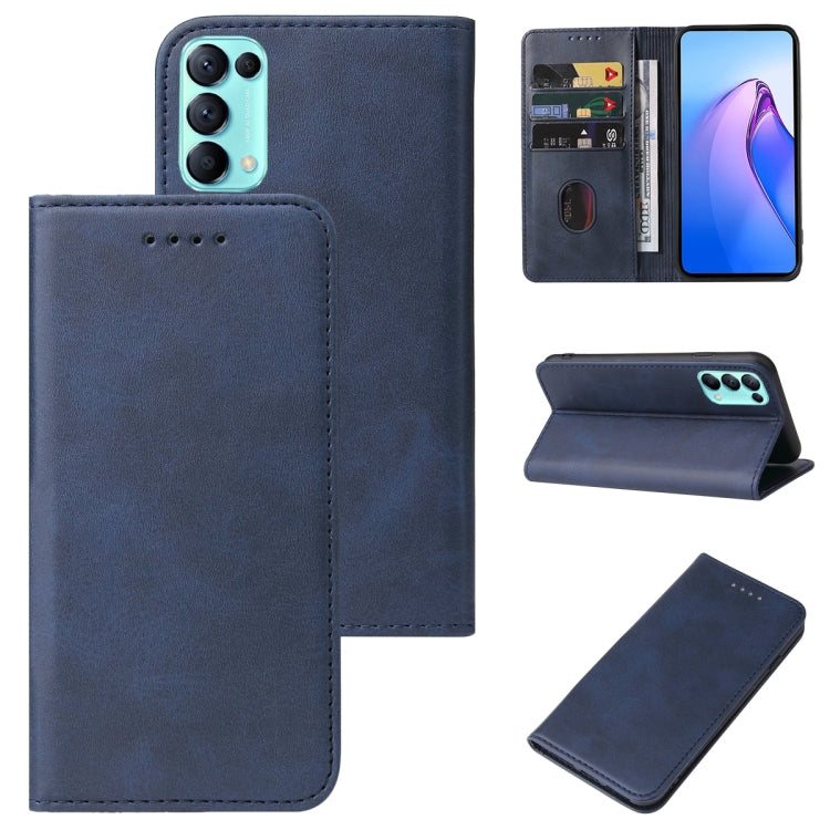For OPPO Reno5 Calf Texture Magnetic Flip Leather Phone Case