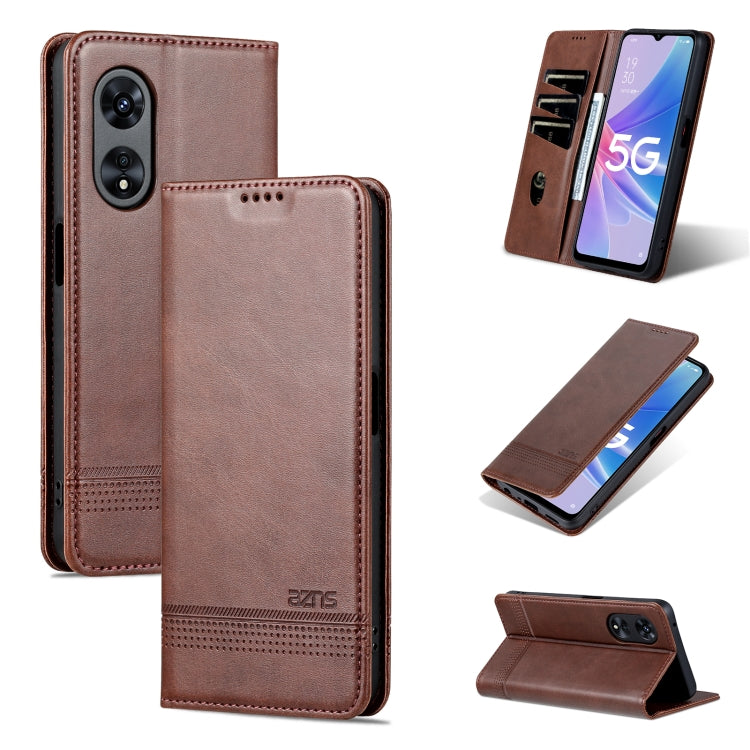 For OPPO A97 5G AZNS Magnetic Calf Texture Leather Phone Case