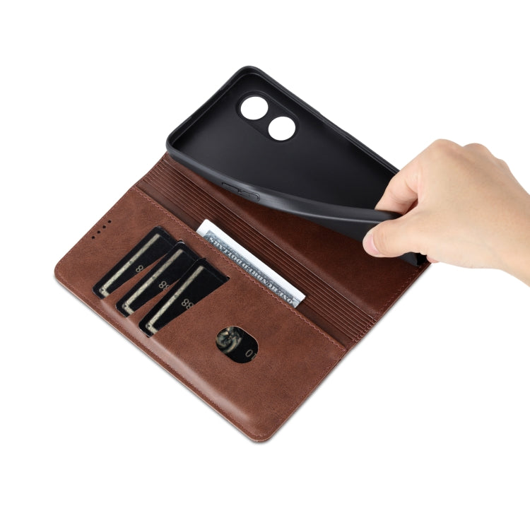 For OPPO A97 5G AZNS Magnetic Calf Texture Leather Phone Case