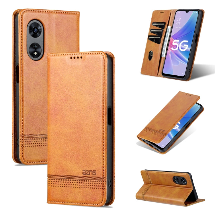 For OPPO A97 5G AZNS Magnetic Calf Texture Leather Phone Case