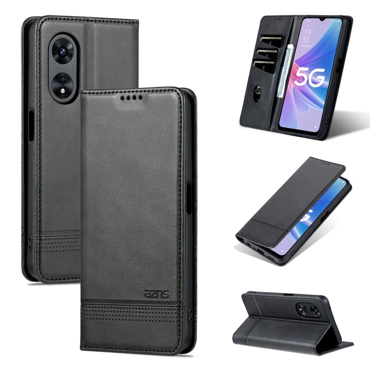 For OPPO A97 5G AZNS Magnetic Calf Texture Leather Phone Case