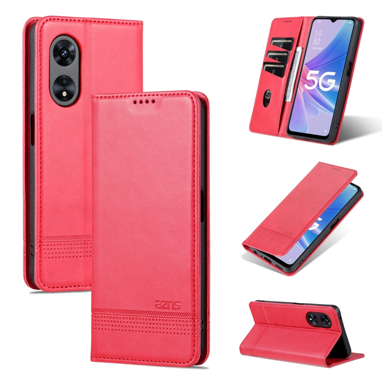For OPPO A97 5G AZNS Magnetic Calf Texture Leather Phone Case