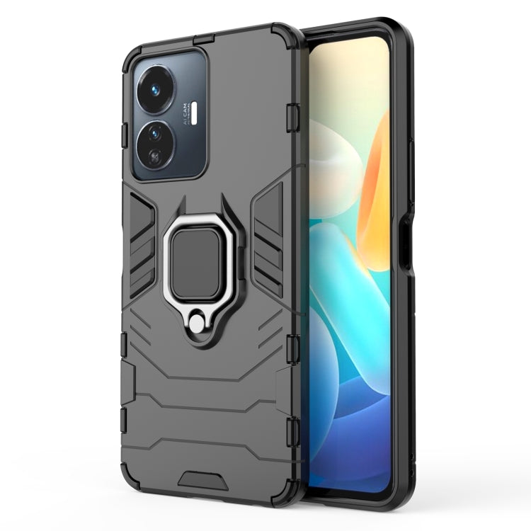 For vivo Y77 5G Global PC + TPU Shockproof Protective Phone Case with Magnetic Ring Holder