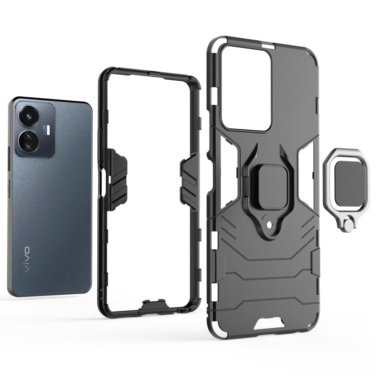 For vivo Y77 5G Global PC + TPU Shockproof Protective Phone Case with Magnetic Ring Holder