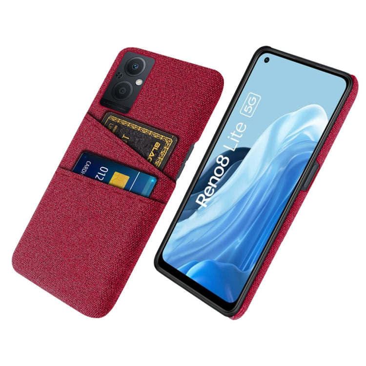 For OPPO Reno8 Lite Cloth Coated Hard Plastic Card Slots Phone Case