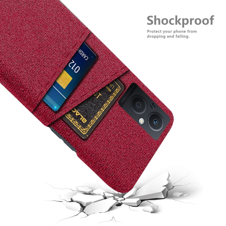For OPPO Reno8 Lite Cloth Coated Hard Plastic Card Slots Phone Case