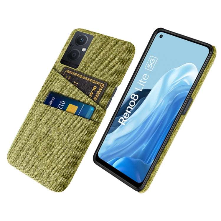 For OPPO Reno8 Lite Cloth Coated Hard Plastic Card Slots Phone Case