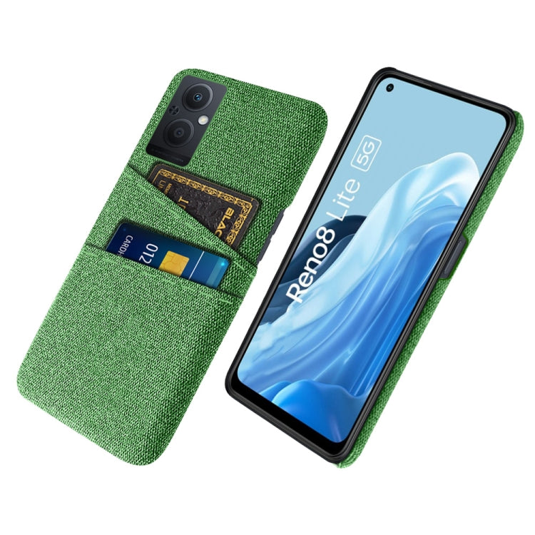For OPPO Reno8 Lite Cloth Coated Hard Plastic Card Slots Phone Case