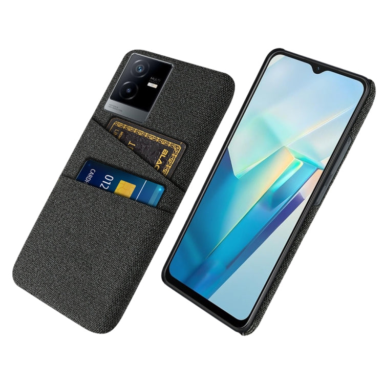 For vivo T2x Cloth Coated Hard Plastic Card Slots Phone Case