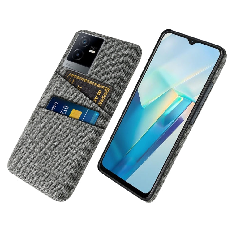 For vivo T2x Cloth Coated Hard Plastic Card Slots Phone Case