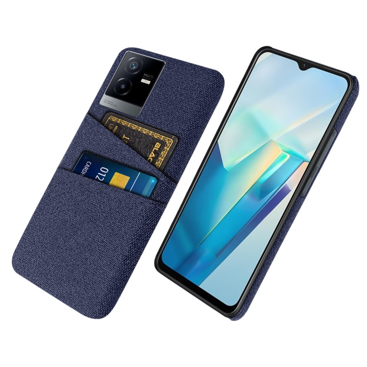For vivo T2x Cloth Coated Hard Plastic Card Slots Phone Case