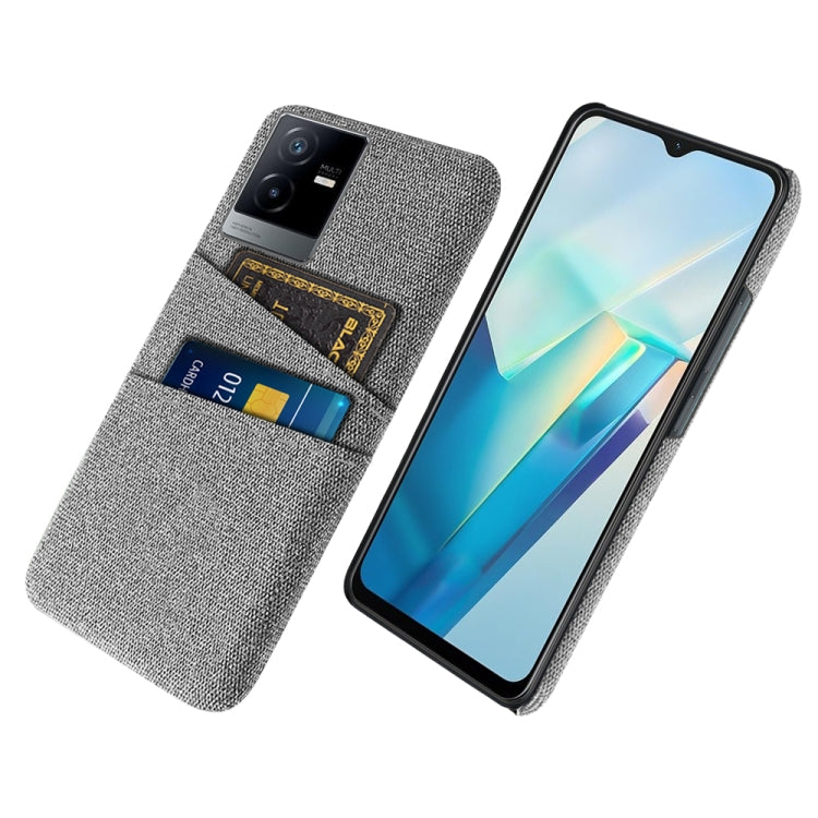For vivo T2x Cloth Coated Hard Plastic Card Slots Phone Case