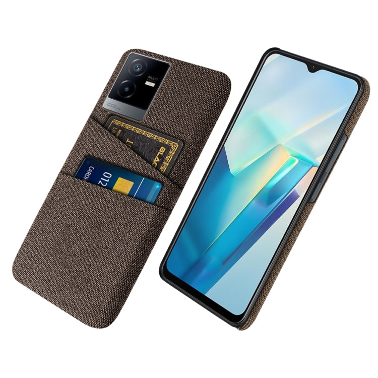 For vivo T2x Cloth Coated Hard Plastic Card Slots Phone Case