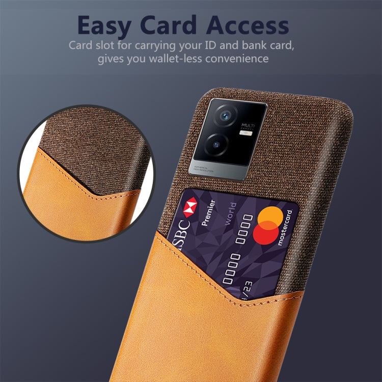 For vivo T2x Cloth Texture PC + PU Leather Back Cover Shockproof Case with Card Slot