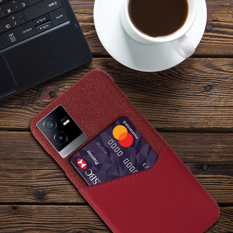 For vivo T2x Cloth Texture PC + PU Leather Back Cover Shockproof Case with Card Slot