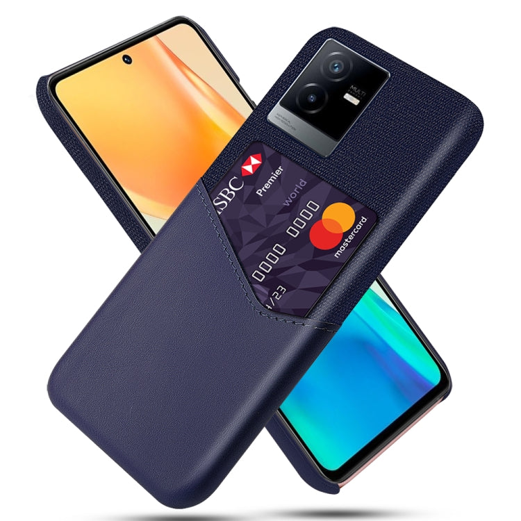 For vivo T2x Cloth Texture PC + PU Leather Back Cover Shockproof Case with Card Slot