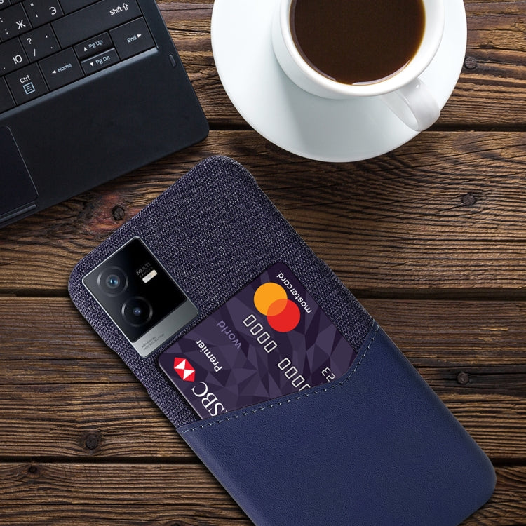 For vivo T2x Cloth Texture PC + PU Leather Back Cover Shockproof Case with Card Slot