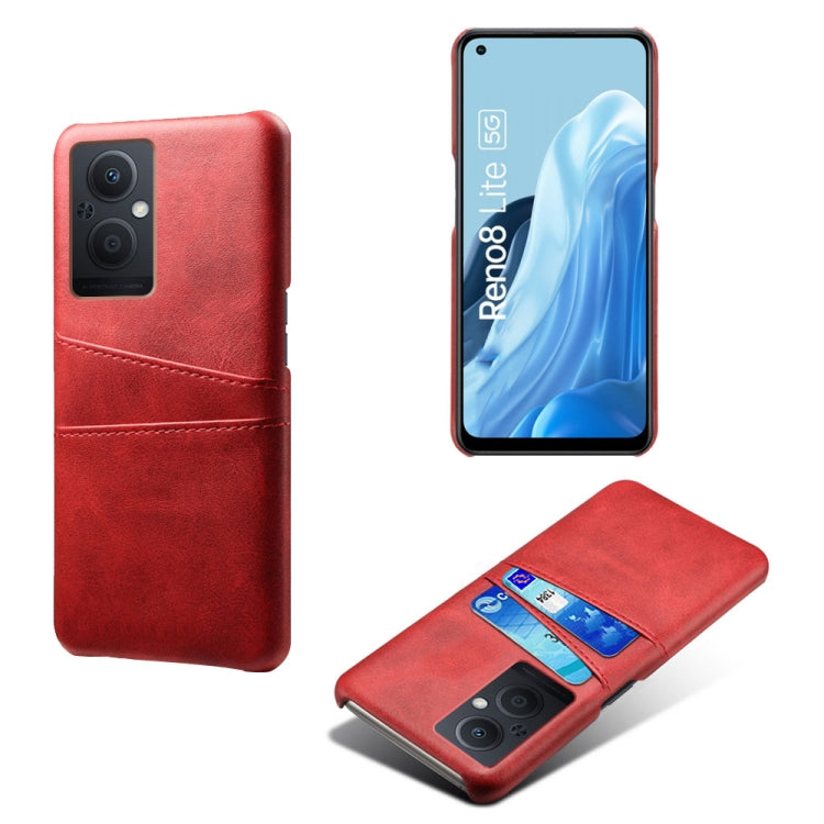 For OPPO Reno8 Lite Calf Texture Card Slots PC+PU Leather Phone Case