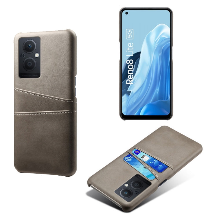 For OPPO Reno8 Lite Calf Texture Card Slots PC+PU Leather Phone Case
