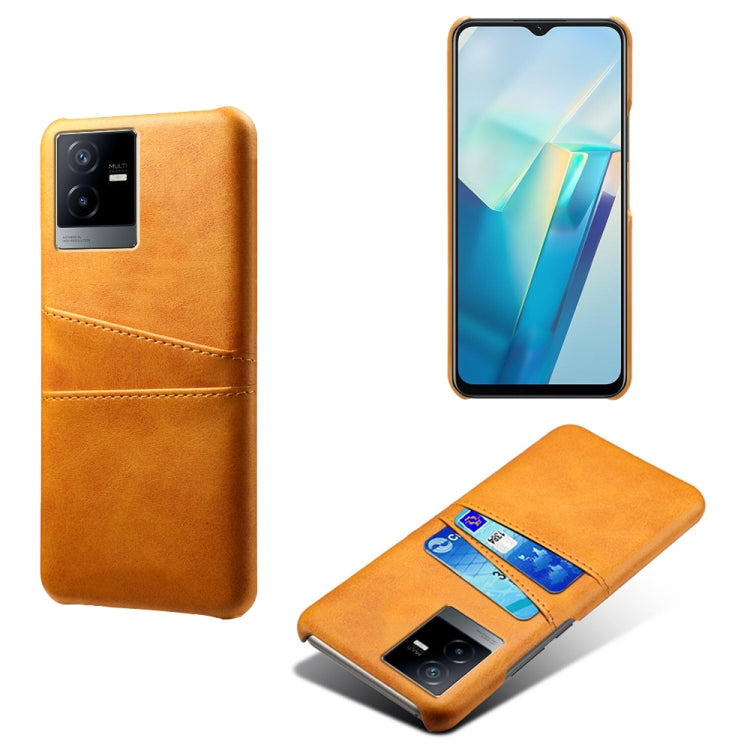 For vivo T2x Calf Texture Card Slots PC+PU Leather Phone Case