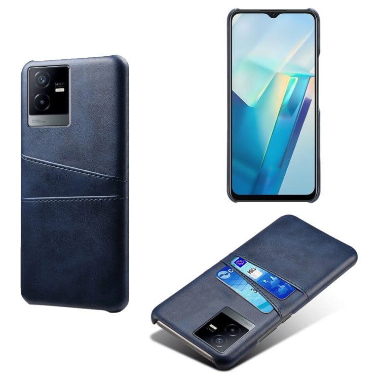 For vivo T2x Calf Texture Card Slots PC+PU Leather Phone Case