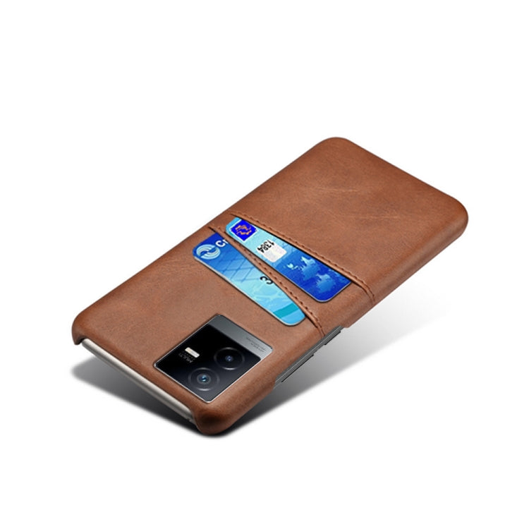 For vivo T2x Calf Texture Card Slots PC+PU Leather Phone Case