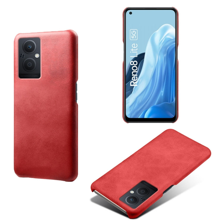 For OPPO Reno8 Lite Calf Texture PC + PU Phone Case