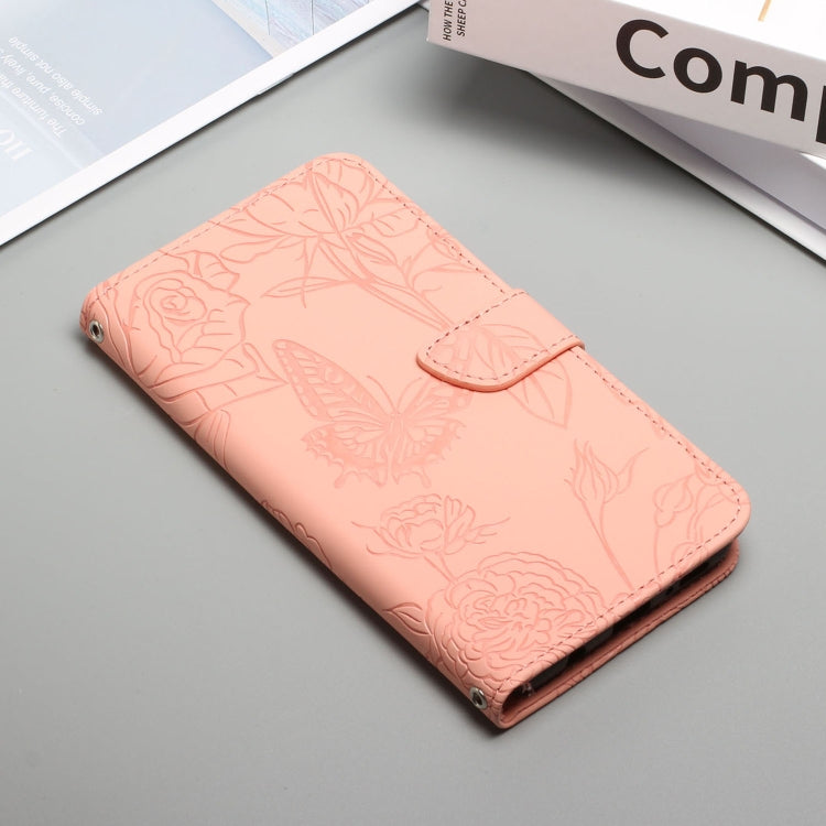 For OPPO Reno8 5G HT03 Skin Feel Butterfly Embossed Flip Leather Phone Case