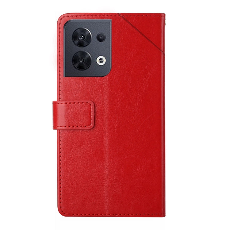 For OPPO Reno8 5G HT01 Y-shaped Pattern Flip Leather Phone Case
