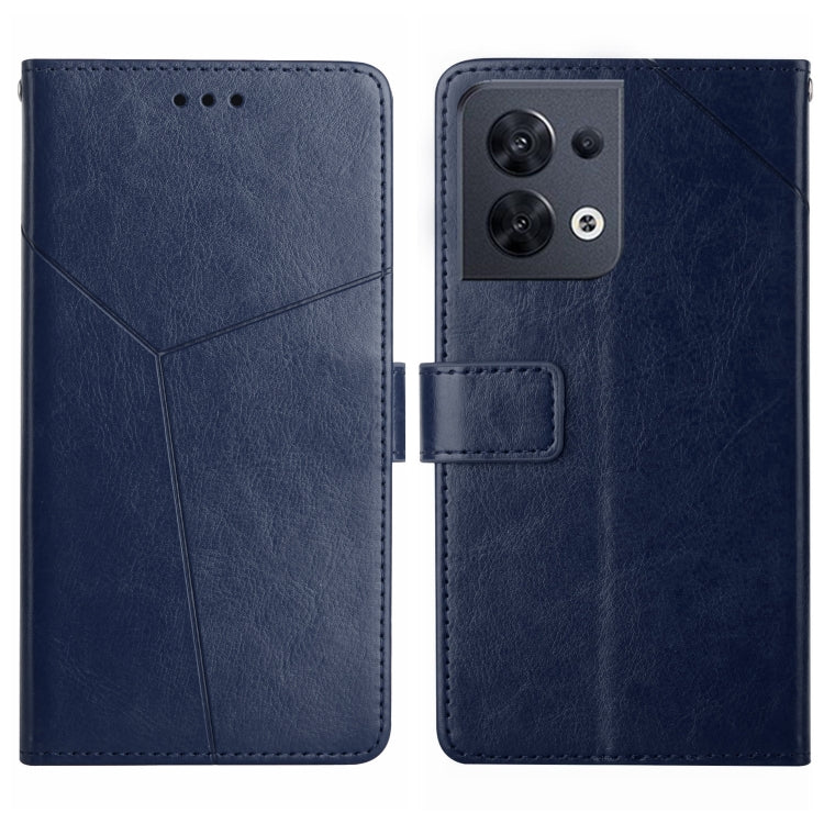 For OPPO Reno8 5G HT01 Y-shaped Pattern Flip Leather Phone Case