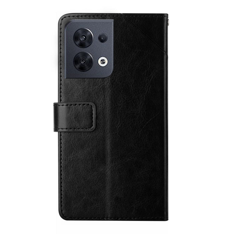 For OPPO Reno8 5G HT01 Y-shaped Pattern Flip Leather Phone Case