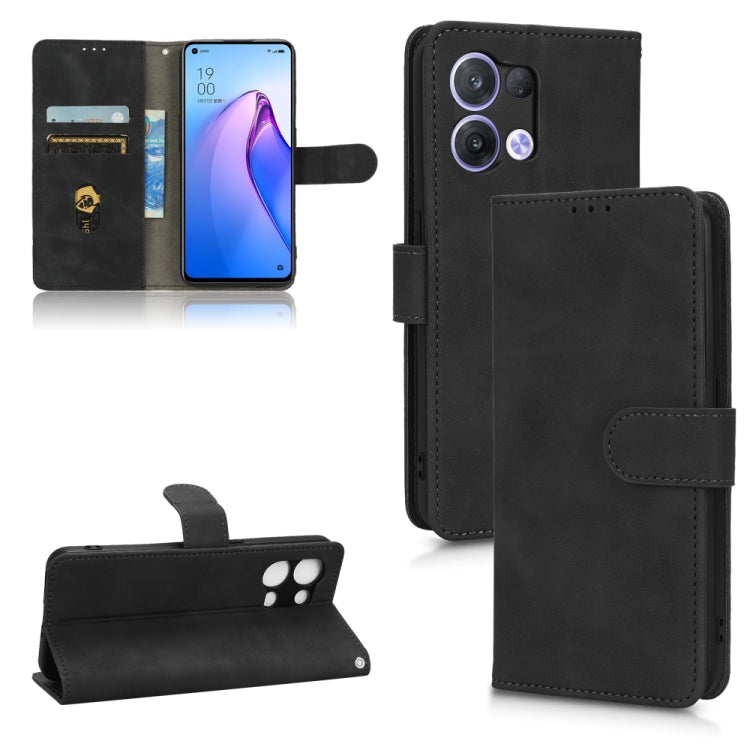 For OPPO Reno8 5G Skin Feel Magnetic Flip Leather Phone Case