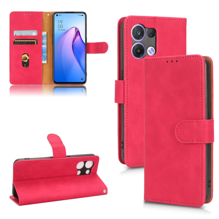 For OPPO Reno8 5G Skin Feel Magnetic Flip Leather Phone Case