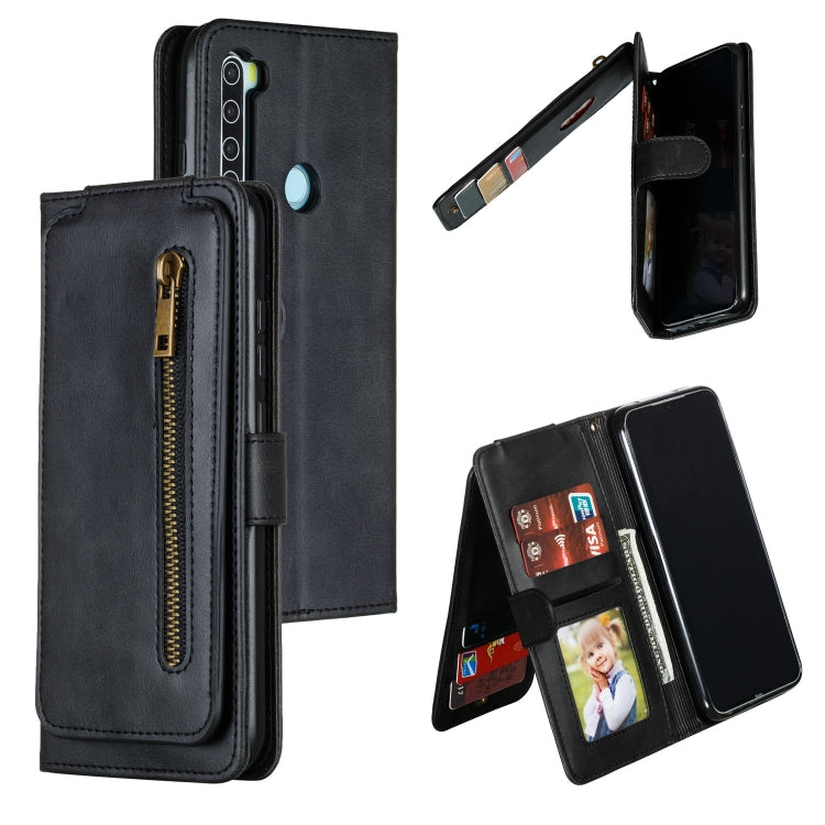 For Xiaomi Redmi Note 8 Nine Card Zipper Bag Horizontal Flip Leather Case With Holder & Card Slots & Frame
