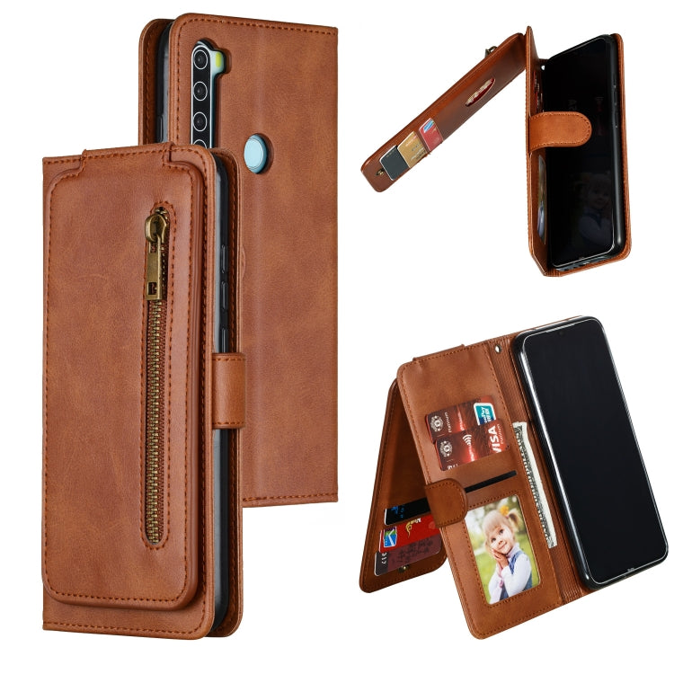 For Xiaomi Redmi Note 8 Nine Card Zipper Bag Horizontal Flip Leather Case With Holder & Card Slots & Frame