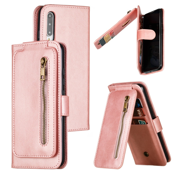 For Xiaomi Mi CC9e Nine Card Zipper Bag Horizontal Flip Leather Case With Holder & Card Slots & Frame