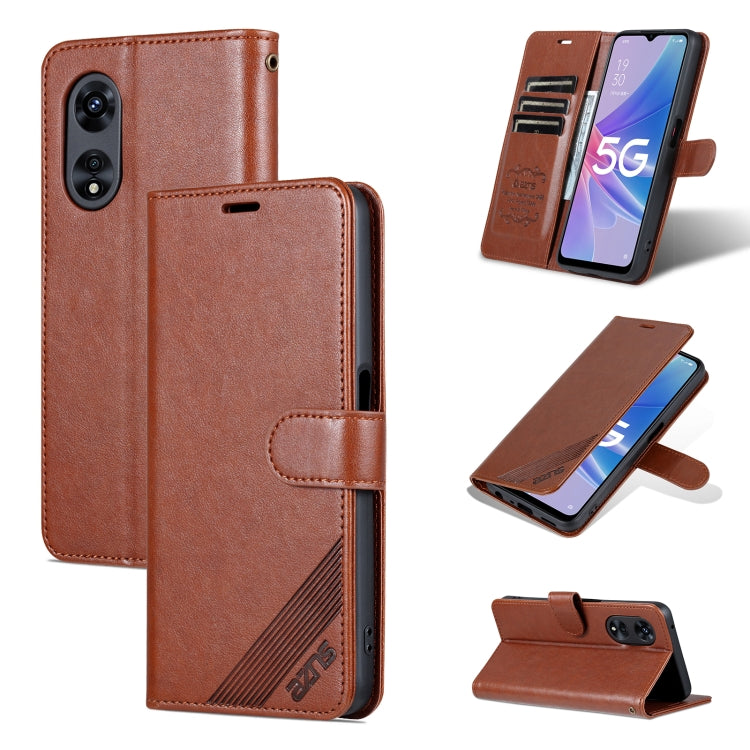 For OPPO A97 5G AZNS Sheepskin Texture Flip Leather Phone Case