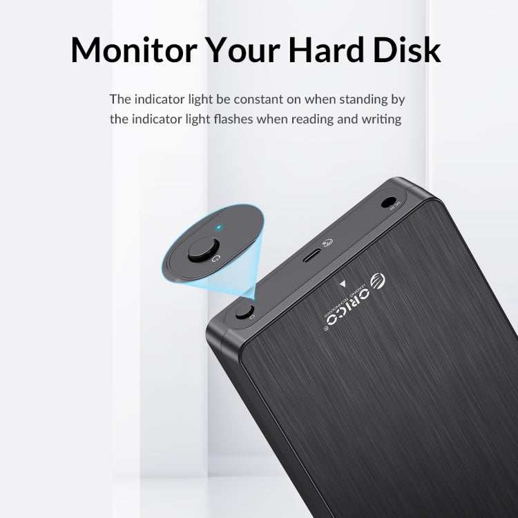 ORICO HM25U3 2.5 inch USB3.0 Micro-B Hard Drive Enclosure, Plug:US Plug(Black)