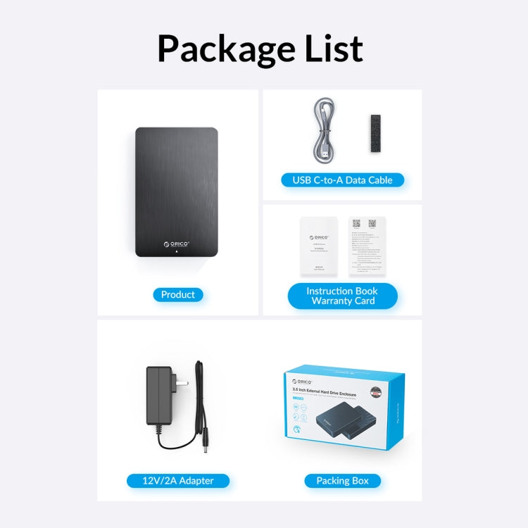 ORICO HM25U3 2.5 inch USB3.0 Micro-B Hard Drive Enclosure, Plug:UK Plug(Black)